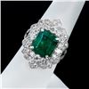 Image 3 : 4.87 ctw Emerald and 1.44 ctw Diamond Platinum Ring (GIA CERITIFIED)
