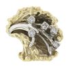 Image 4 : Vintage 14k TT Gold .30 ctw Diamond Textured Floral Nugget Statement Cocktail Ri
