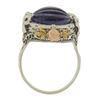 Image 8 : Antique Art Deco 14k Gold Oval Carved Amethyst Filigree Floral Ring w/ Bow Sides