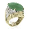 Image 7 : 14K TT Gold Oval Cabochon Jade w/ 0.60 ctw Diamond Twisted Wire Cocktail Ring