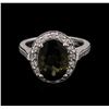 4.35 ctw Green Tourmaline and Diamond Ring - 14KT White Gold