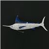Image 2 : Vintage Platinum 3.5-4 ctw Pave Diamond w/ Enamel Blue Marlin Detailed Pin Brooc