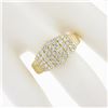 Image 3 : Solid 18K Yellow Gold 1 ctw Round Diamond Pyramid 5 Row Grooved Sides Band Ring