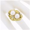 Image 3 : Vintage 18k Gold 0.40 ctw Diamond & Pearl Nugget Textured Freeform Cocktail Ring