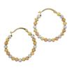 Image 4 : 14K Tri Color Gold 3mm Wide Mooncut Brilliant Bead Hoop Earrings w/ Snap Closure