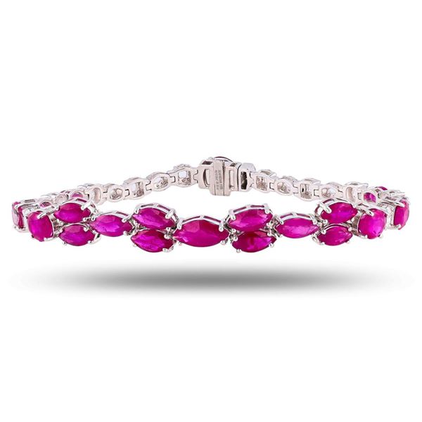 10.05 ctw BURMESE Ruby and 1.91 ctw Diamond Platinum Bracelet (GIA CERTIFIED)