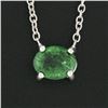 Image 3 : NEW 14K White Gold.43 ctw Oval Sideways Emerald Petite Solitaire Pendant Necklac