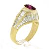 Image 1 : 18K Yellow Gold 3.85 ctw GIA Burma No Heat Ruby Baguette Cut Diamond Cocktail Ri