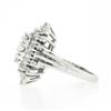 Image 5 : Vintage 14K White Gold 1.03 ctw Prong Diamond Navette Shape Tiered Cluster Ring