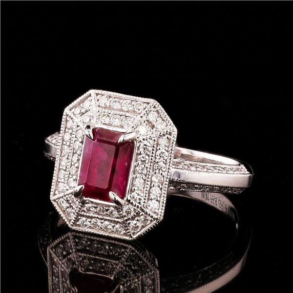 1.14 ctw Ruby and 0.40 ctw Diamond Platinum Ring