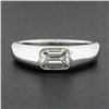 Image 3 : Platinum 0.87 ctw GIA Emerald Cut Sideways Bezel Set Diamond Solitaire Band Ring