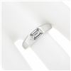 Image 4 : Platinum 0.87 ctw GIA Emerald Cut Sideways Bezel Set Diamond Solitaire Band Ring