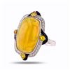 Image 2 : 7.76 ctw Opal, 0.48 ctw Yellow Sapphire and 0.26 ctw Diamond Platinum Ring