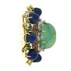 Image 3 : Handmade Solid Gold GIA Carved Emerald Lapis Ruby Diamond Floral Pin Brooch