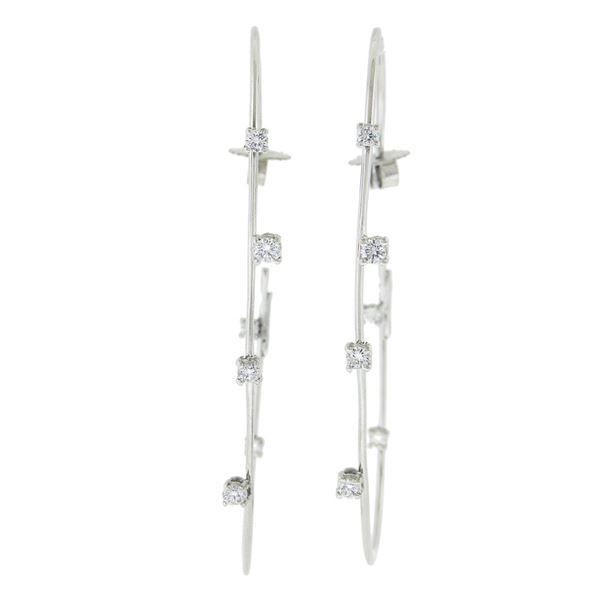 Roberto Coin 18K White Gold 0.50 ctw Diamond & Ruby Large Oval Hoop Earrings