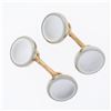 Men's Antique 14k Rosy Yellow Gold & Platinum Mother of Pearl Round Cuff Links