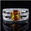 2.13 ctw Orange Yellow Sapphire and 0.47 ctw Diamond 18K White Gold Ring