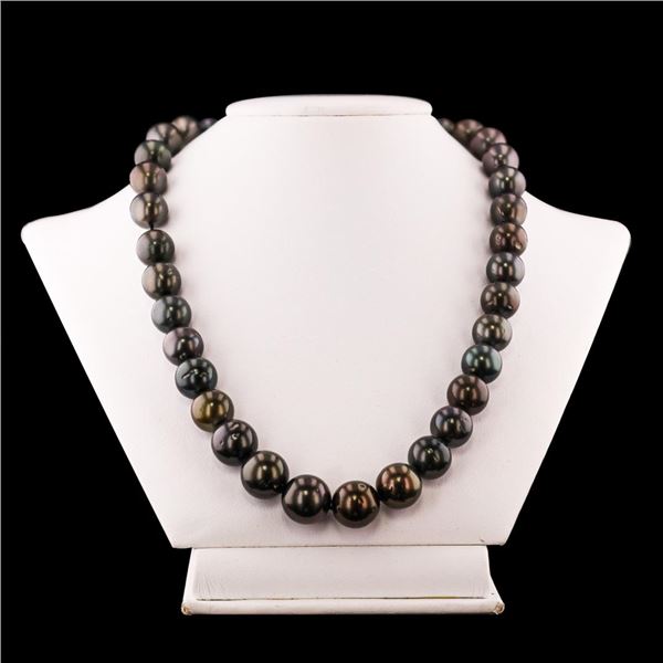 11mm to 13mm Tahitial Cultured Pearl Necklace with 14K White Gold Clasp