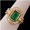 Image 2 : 2.36 ctw Emerald and 1.21 ctw Diamond 14K Yellow Gold Ring