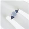 Image 3 : 14K White Gold Oval Cabochon Cut Chalcedony & 0.80 ctw Trillion Tanzanite Ring