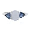 Image 4 : 14K White Gold Oval Cabochon Cut Chalcedony & 0.80 ctw Trillion Tanzanite Ring