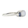 Image 5 : 14K White Gold Oval Cabochon Cut Chalcedony & 0.80 ctw Trillion Tanzanite Ring