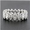 Image 5 : Vintage Platinum 4.50 ctw 18 Marquise Prong Diamond Eternity Wedding Band Ring