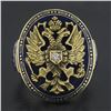 Vintage 14K Gold Diamond Blue Enamel Imperial Eagle Russian Style Cocktail Ring