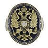 Image 3 : Vintage 14K Gold Diamond Blue Enamel Imperial Eagle Russian Style Cocktail Ring