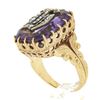 Image 9 : Vintage 18k Gold Repousse Amethyst & Diamond Old English Letter Cocktail Ring