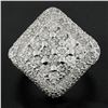 Image 1 : 18K White Gold 3.08 ctw Round Brilliant Fiery Diamond Square Shape Platter Ring