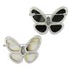Image 4 : Pair of 2 18K Gold Black & White Mother of Pearl & Diamonds Butterfly Brooch Pin