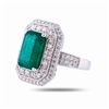 Image 2 : 5.37 ctw Emerald and 1.50 ctw Diamond Platinum Ring (GIA CERTIFIED)
