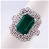 Image 3 : 5.37 ctw Emerald and 1.50 ctw Diamond Platinum Ring (GIA CERTIFIED)