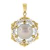 18k TT Gold 11mm Gray Tahitian Pearl w/ 0.66 ctw White & Yellow Diamond Pendant