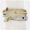 Image 2 : 14k Tri Color Gold .60 ctw Multi Color Sapphire & Diamond Crossover Wide Band Ri