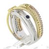 Image 9 : 14k Tri Color Gold .60 ctw Multi Color Sapphire & Diamond Crossover Wide Band Ri