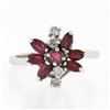 Image 4 : Vintage 14K White Gold 0.80 ctw Ruby & Diamond Petite Tiered Spray Cluster Ring