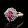 1.33 ctw Purplish Pink Sri Lanka Sapphire and 0.60 ctw Diamond Platinum Ring (GI