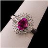 Image 2 : 1.33 ctw Purplish Pink Sri Lanka Sapphire and 0.60 ctw Diamond Platinum Ring (GI