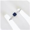 Image 3 : New 14k Gold 0.70 ctw Square Cut Sapphire Diamond Solitaire Stack Engagement Rin