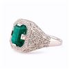 Image 2 : 3.66 ctw Emerald and 0.80 ctw Diamond Platinum Ring