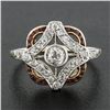 Image 2 : Antique Edwardian 14k Gold & Platinum Old European Diamond & Calibre Ruby Ring