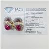 Image 2 : 10.94 ctw Star Ruby and 3.90 ctw Diamond 21K Yellow Gold Double Halo Earrings
