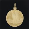 Image 3 : Solid 14k Yellow Gold Detailed Two Towers Medallion Charm Pendant w/ Dual Finish