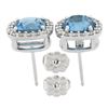 Image 5 : New 18k White Gold 5.61 ctw Cushion Cut Blue Zircon & Diamond Halo Stud Earrings