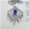 2.80 ctw Tanzanite and 3.02 ctw Diamond 18K White Gold Double Square Dangle Pend