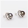 Image 3 : 13.0mm Black Tahitian Cultured Pearl and 1.68 ctw Diamond 14K White Gold Earring