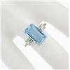 Image 3 : Platinum 4.55 ctw Elongated Step Cut Aquamarine & Old Cut Diamond Cocktail Ring
