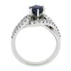 Image 7 : Solid 14K White Gold 1.40 ctw Round Cut Sapphire & Diamond Solitaire Wavy Ring